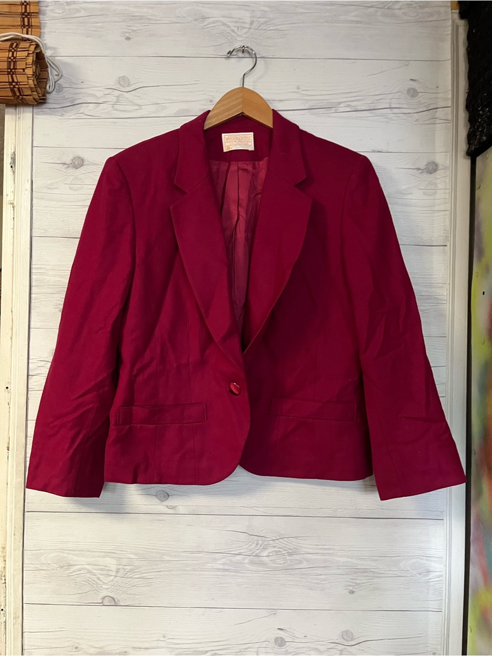 Vtg Pendleton Blazer 100% Virgin Wool Fushsia Size 10